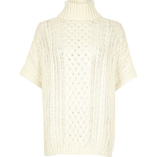 black coats women s river island,jacques-vertuk Outlet Cream cable knit short sleeve poncho women 692085