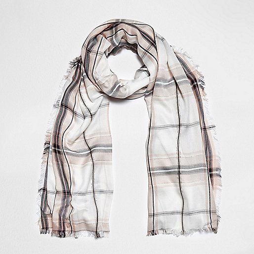 jacques-vertuk Cream check lurex scarf 703443 women Accessories Scarves