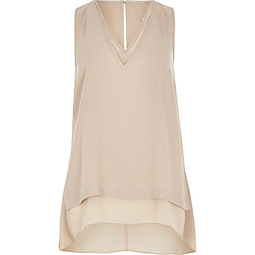 jacques-vertuk Cream chiffon double layer hanky hem tank 700477 women Tops