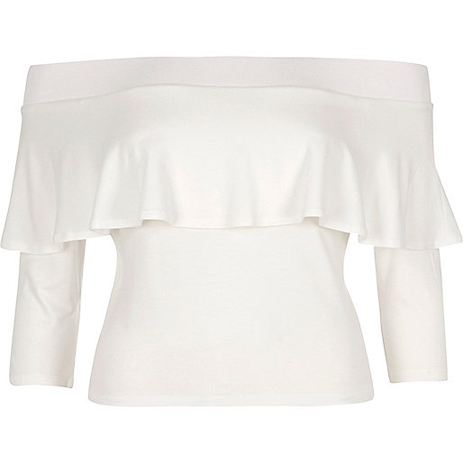 river island suits sale,jacques-vertuk Outlet Cream deep frill bardot top women 703698