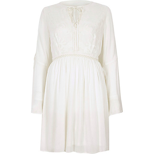 river island diamante shoes,jacques-vertuk London Cream embroidered smock swing dress women 702873