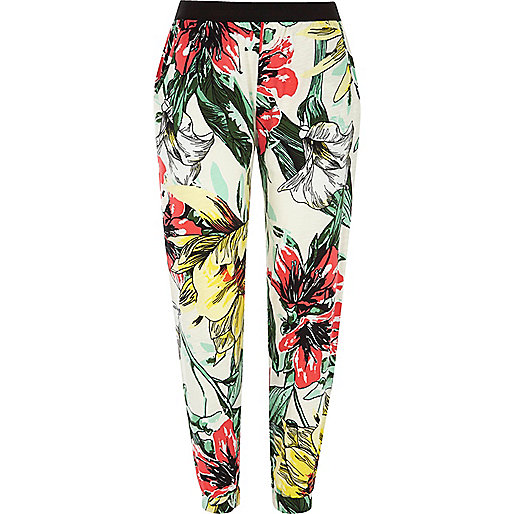 jacques-vertuk Cream floral print jersey slub joggers 707209 women Holiday Shop