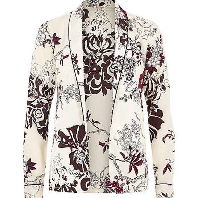 jacques-vertuk Cream floral print shirt jacket 689493 women Tops