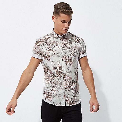 river island aztec dress,jacques-vertuk Sale Cream floral short sleeve slim fit shirt men 302106