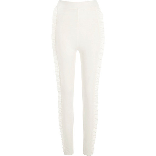 river island ladies trainers sale,Eu jacques-vertuk Cream frill side ponte leggings Leggings Pants women