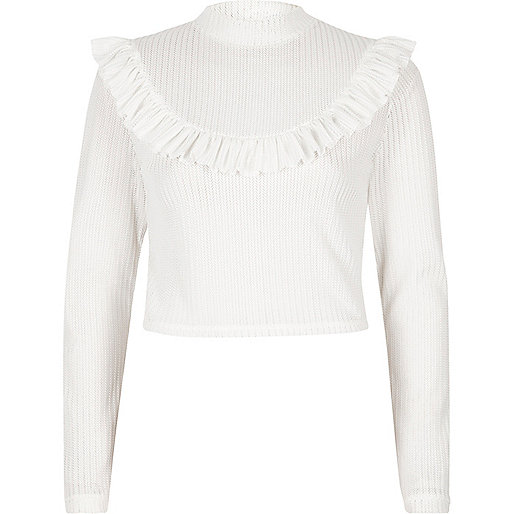 river island brown handbag,jacques-vertuk UK Cream frill turtle neck crop top women 699156