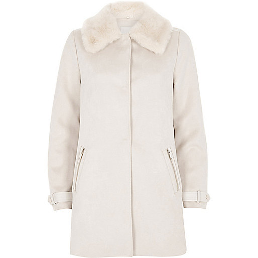 jacques-vertuk Cream fur collar swing coat 702137 women Coats / Jackets Coats