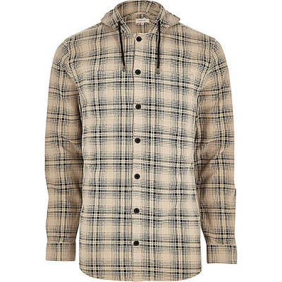 river island student discount,jacques-vertuk Ireland Cream hooded check long sleeve shirt men 299295