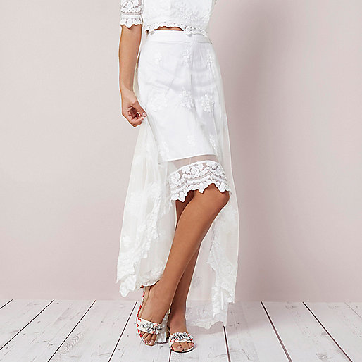 long padded coat river island,jacques-vertuk Dresses Sale Ireland Cream lace high-low hem maxi skirt Skirts Sale women