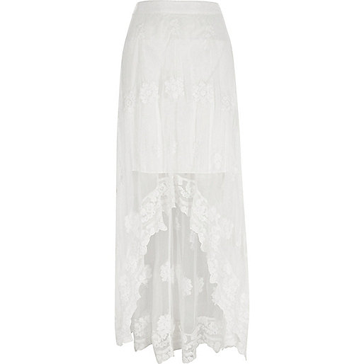 long padded coat river island,jacques-vertuk Dresses Sale Ireland Cream lace high-low hem maxi skirt Skirts Sale women