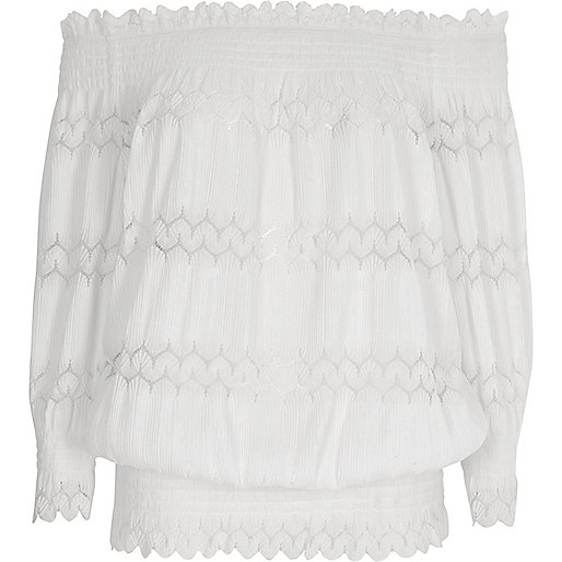 river island backless dress,jacques-vertuk Mens Cream lace shirred bardot top Bardot / Cold Shoulder Tops Tops women