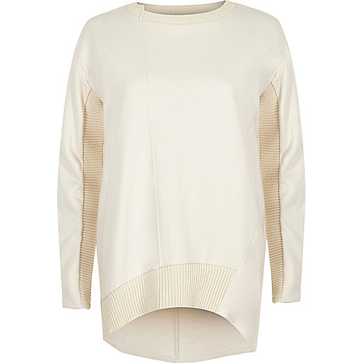 river island chain sandals,jacques-vertuk Suits For Women Cream long sleeve ribbed detail sweatshirt Hoodies / Sweatshirts Tops women