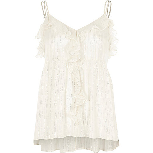 river island cream strappy sandals,jacques-vertuk Womens Jeans Uk Cream metallic frill cami top Cami / Sleeveless Tops Tops women