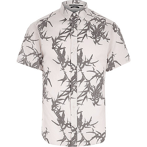 jacques-vertuk Cream Only & Sons leaf short sleeve shirt 301379 men Shirts Short Sleeve Shirts