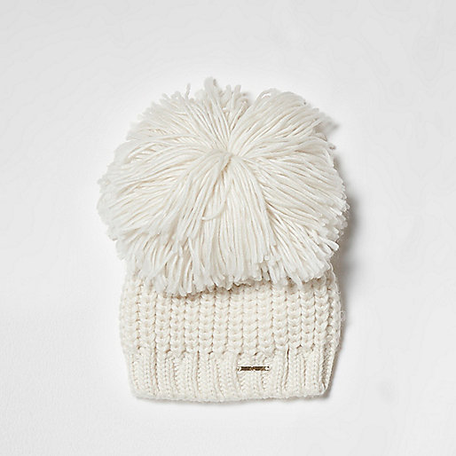 river island black friday in store,jacques-vertuk Outlet Cream oversized pom pom knitted beanie hat women 705608