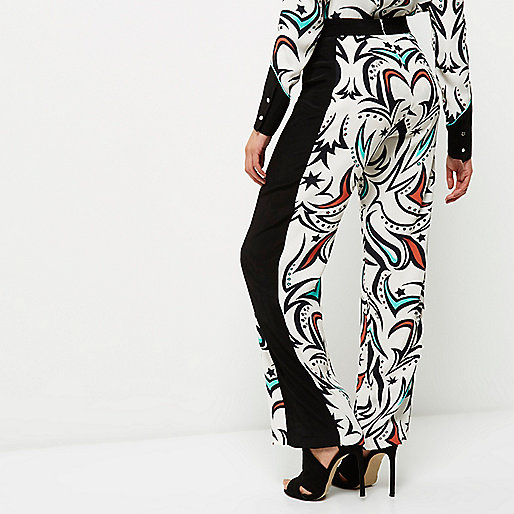 river island belted aviator jacket in black,jacques-vertuk Online Shopping Sale Cream print palazzo pants Pants Sale women