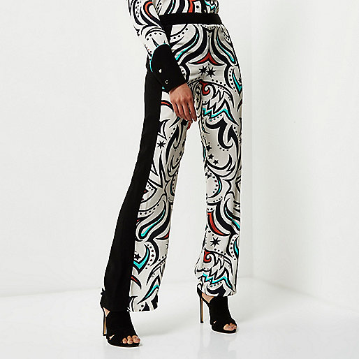 river island belted aviator jacket in black,jacques-vertuk Online Shopping Sale Cream print palazzo pants Pants Sale women