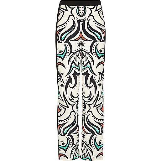 jacques-vertuk Cream print palazzo pants 696032 women Trousers