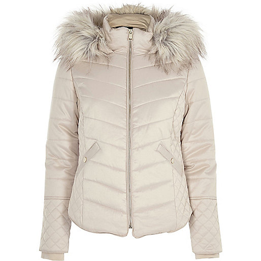 jacques-vertuk Cream quilted fur trim puffer jacket 702098 women Coats / Jackets Jackets