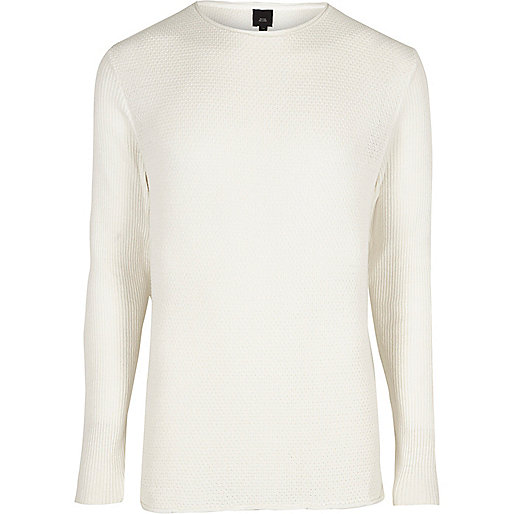 jacques-vertuk Cream rolled neck muscle fit sweater 304045 men Jumpers / Cardigans Jumpers