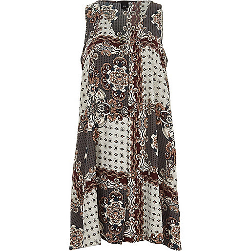 river island cream zip boots,jacques-vertuk Online Shop Nederland Cream scarf print sleeveless swing dress Swing Dresses Dresses women