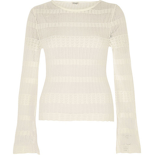 jacques-vertuk Cream sheer panel sweater 699030 women Knitwear