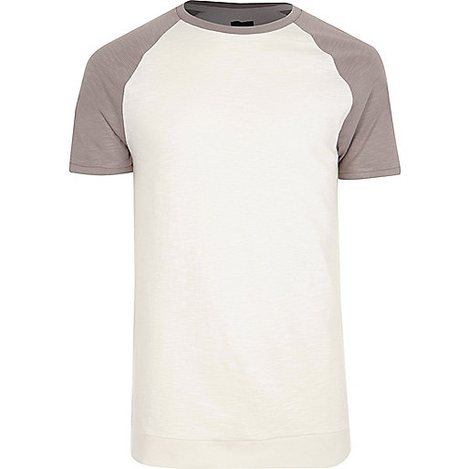 river island klarna,jacques-vertuk Fashion Shop Cream short raglan sleeve slim fit T-shirt T-shirts T-Shirts / Tanks men