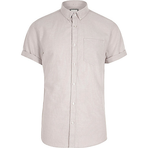 jacques-vertuk Cream short sleeve button-down casual shirt 301520 men Shirts Short Sleeve Shirts