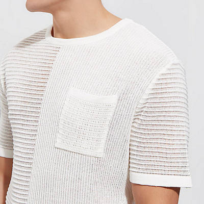 river island white bag,jacques-vertuk Fashion Cream spliced knitted oversized top T-Shirts / Tanks Sale men