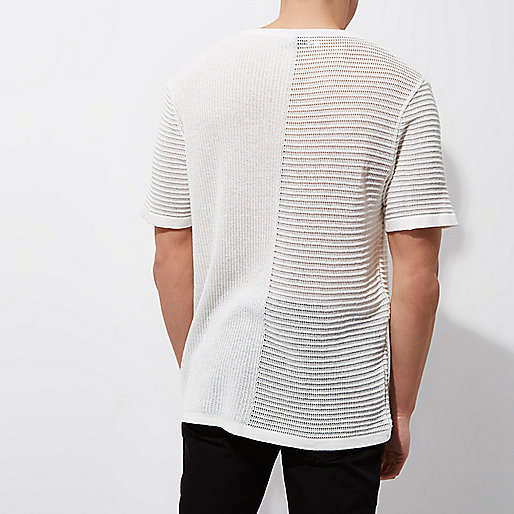 river island white bag,jacques-vertuk Fashion Cream spliced knitted oversized top T-Shirts / Tanks Sale men