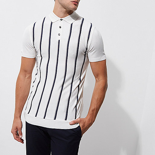 river island christmas dresses,jacques-vertuk Sale Cream stripe muscle fit knitted polo shirt men 302431