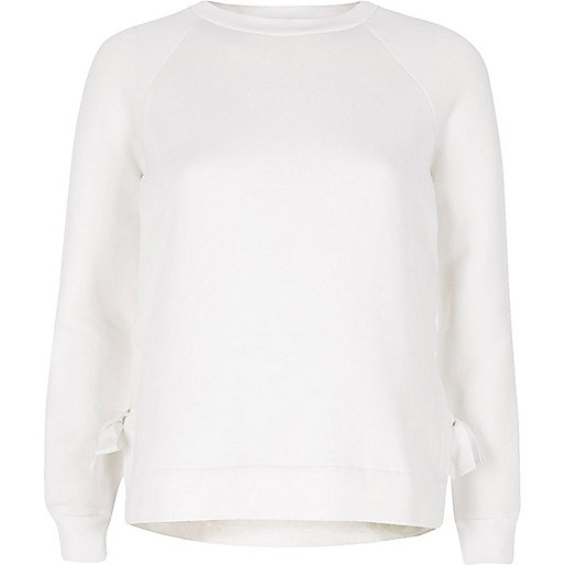 river island longline t shirt,jacques-vertuk Ireland Cream tie side hem sweatshirt women 698401