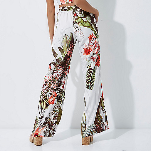 river island red ruched dress,jacques-vertuk New Season Cream tropical print wide leg pants Pants Sale women