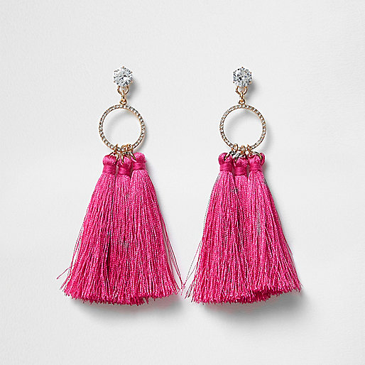 jacques-vertuk Cubic zirconia pink tassel drop earrings 708756 women Jewellery Earrings