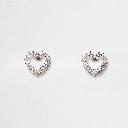 chain print dress river island,Last Season jacques-vertuk Cubic zirconia rhinestone heart stud earrings Earrings Jewelry women