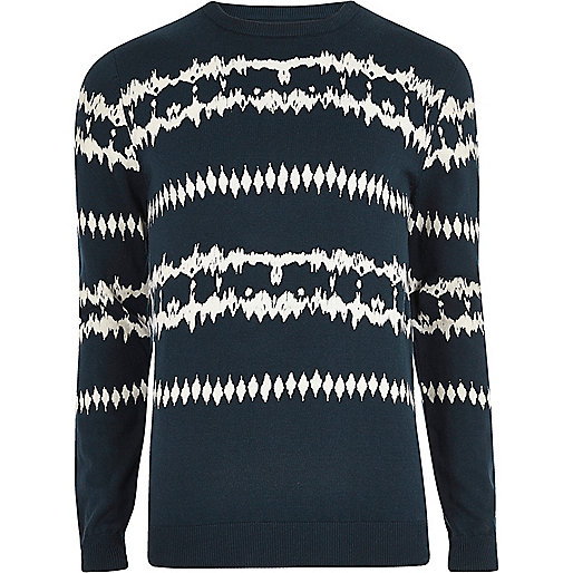 jacques-vertuk Dark blue aztec tie dye sweater 299636 men Jumpers / Cardigans