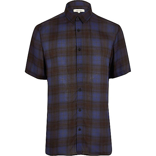 jacques-vertuk Dark blue check short sleeve shirt 295815 men Shirts