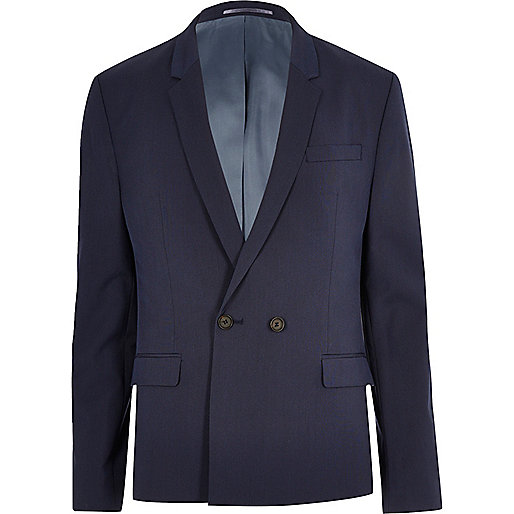 jacques-vertuk Dark blue double breasted skinny suit jacket 293561 men Suits