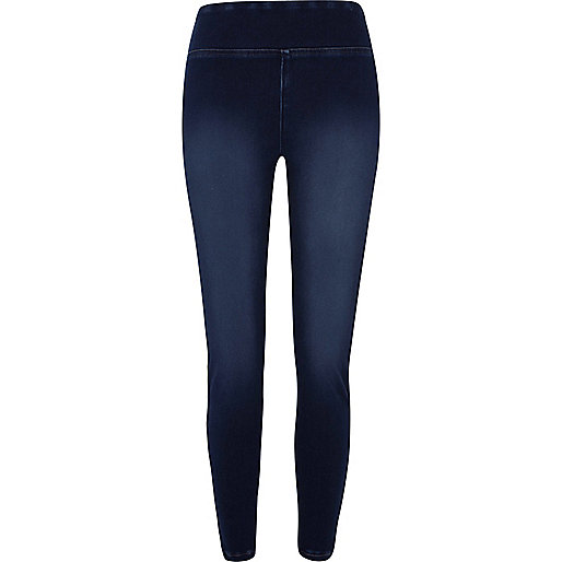 river island midi,jacques-vertuk Womens Sale Dark blue faded denim leggings Leggings Pants women