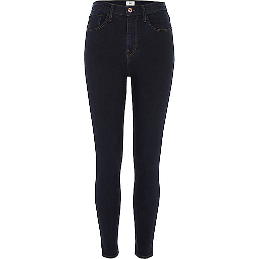 river island floral jeans,jacques-vertuk London Dark blue high waisted Harper skinny jeans women 708256