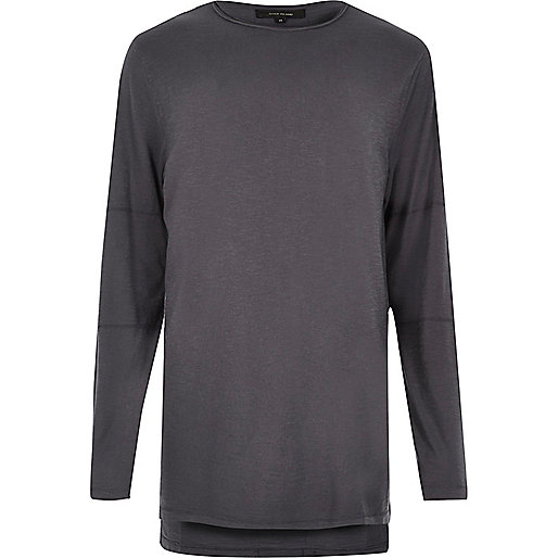 river island black plimsolls,jacques-vertuk Sale Dark blue longline long sleeve T-shirt men 297421