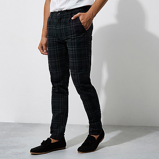 jacques-vertuk Dark blue overdye check pants 302634 men Trousers Smart Trousers