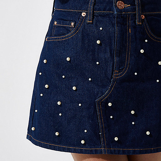 river island molly jeans,jacques-vertuk UK Sale Dark blue pearl embellished denim skirt women 706716