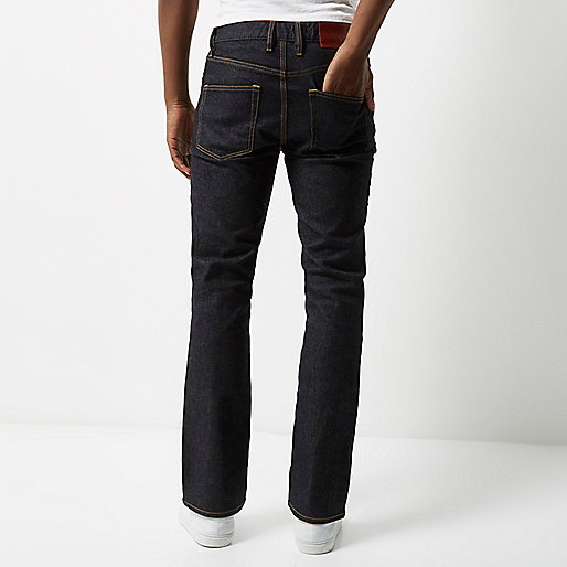 river island exchange,jacques-vertuk Outlet Dark blue rinse Clint bootcut jeans men 295331