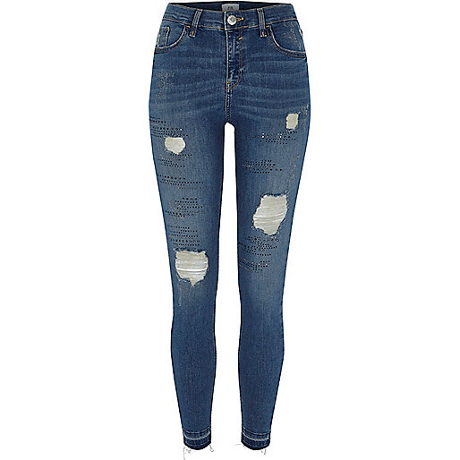 jacques-vertuk Dark blue ripped Amelie super skinny jeans 705283 women Jeans Skinny Jeans