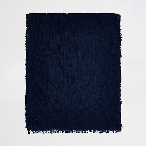 jacques-vertuk Dark blue scarf with crinkle texture 297597 men Accessories