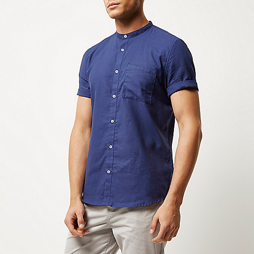 river island pearl sandals,jacques-vertuk Clothes Shop Dark blue short sleeve grandad shirt Shirts Sale men