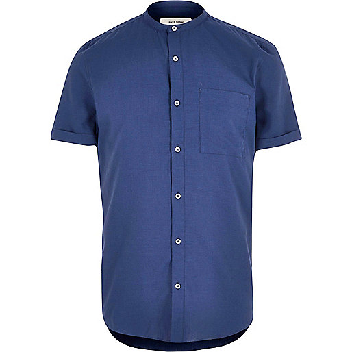 jacques-vertuk Dark blue short sleeve grandad shirt 295082 men Shirts