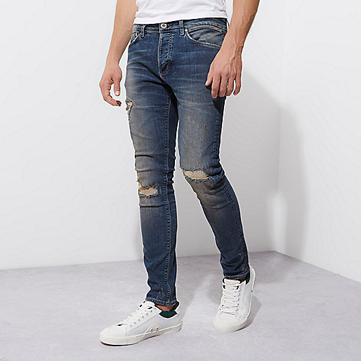 river island blue boucle bag,jacques-vertuk Stores Europe Dark blue Sid ripped skinny jeans Skinny Jeans Jeans men