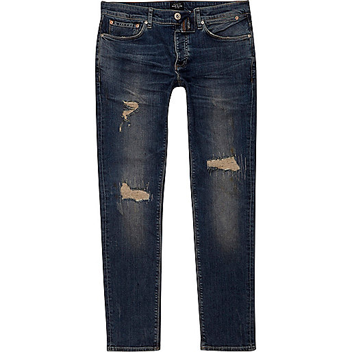 jacques-vertuk Dark blue Sid ripped skinny jeans 301527 men Jeans Skinny Jeans